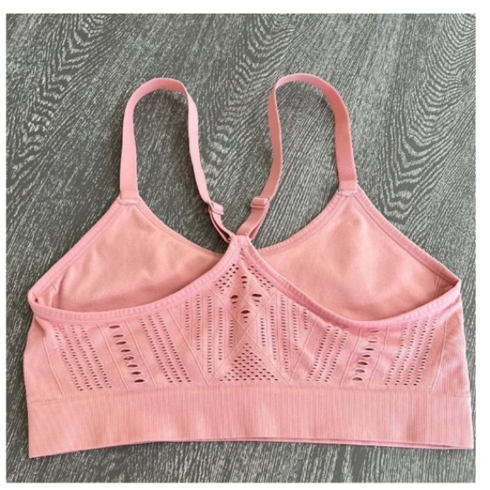 Ryka Blush Pink Sports Bra Cut-out Pattern Adjustable Straps Size L - Picture 4 of 8